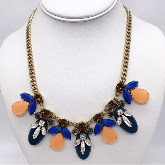 J. Crew Peach and Blue Jeweled Necklace - Picture 1 of 3